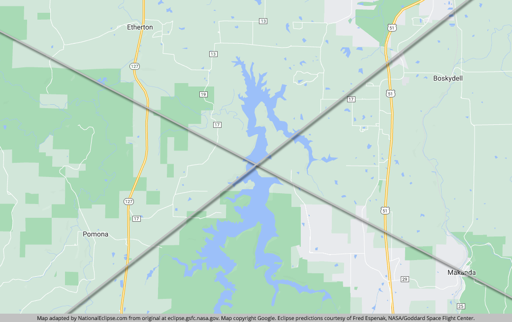 2017/2024 Total Solar Eclipse Centerline Map