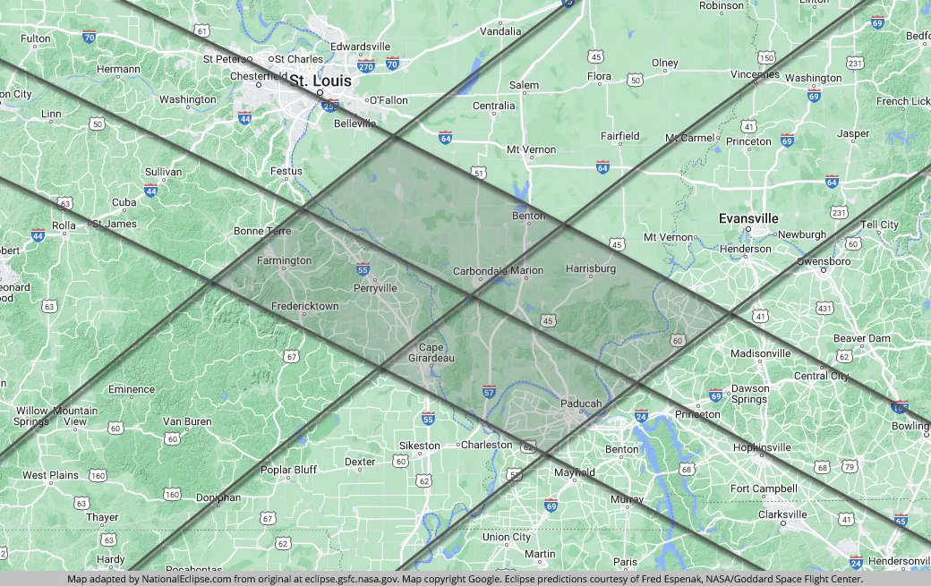 2017/2024 Total Solar Eclipse Regional Map