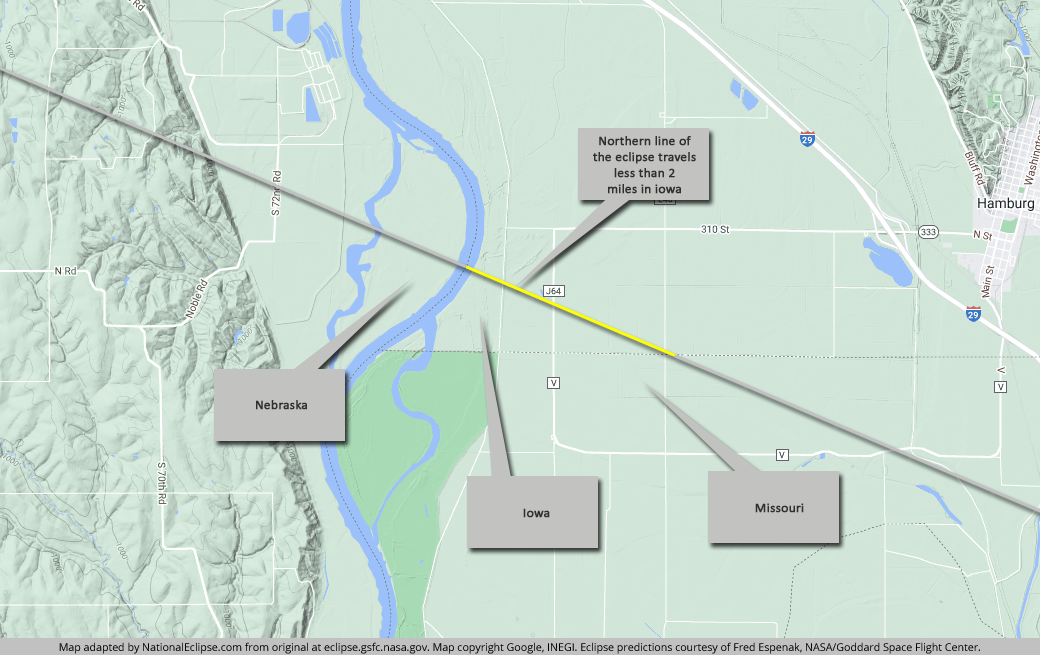 2017 Iowa Total Solar Eclipse Map