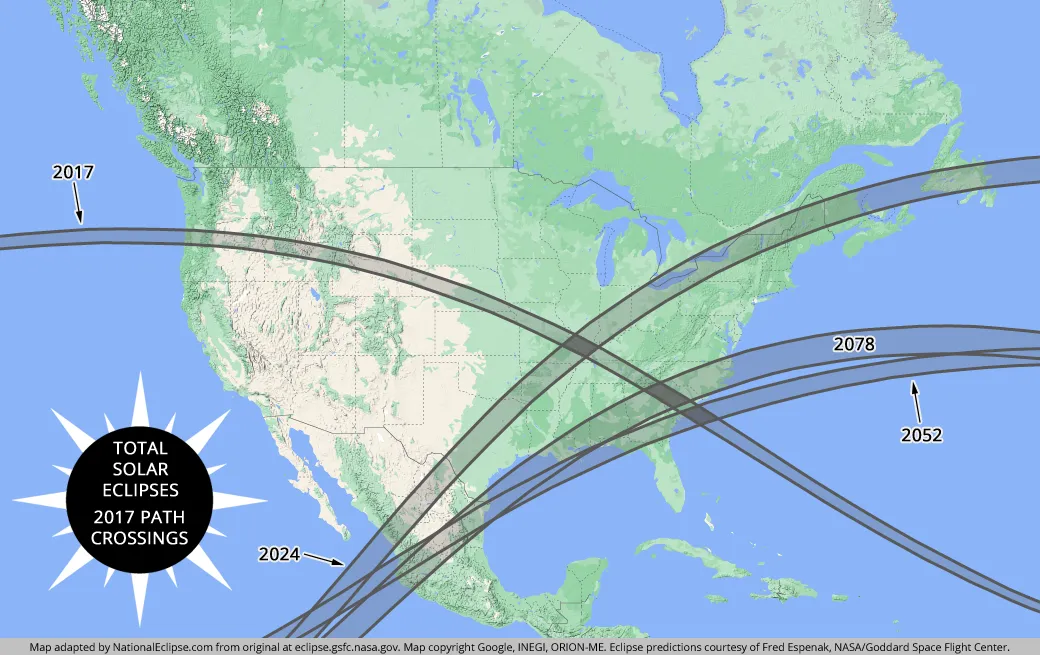 2017 Total Solar Eclipse Path Crossings