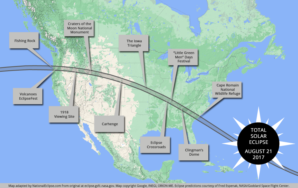 2017 Total Solar Eclipse Map