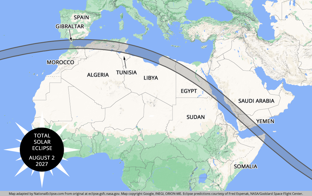 2027 Total Solar Eclipse Map