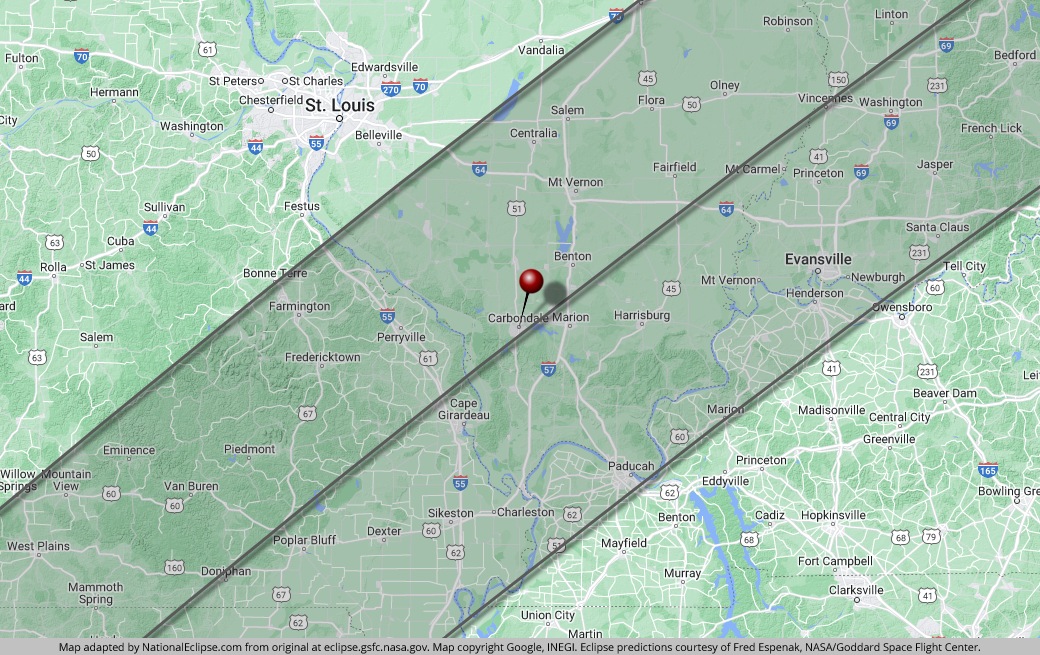 National Eclipse Carbondale Illinois April 8 2024 Total Solar   Map Carbondale Illinois 2024 