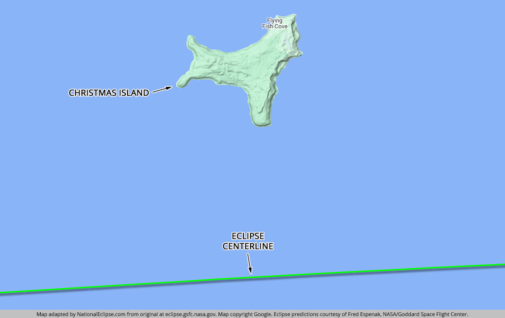 Total Solar Eclipse - July 22, 2028 - Christmas Island Map