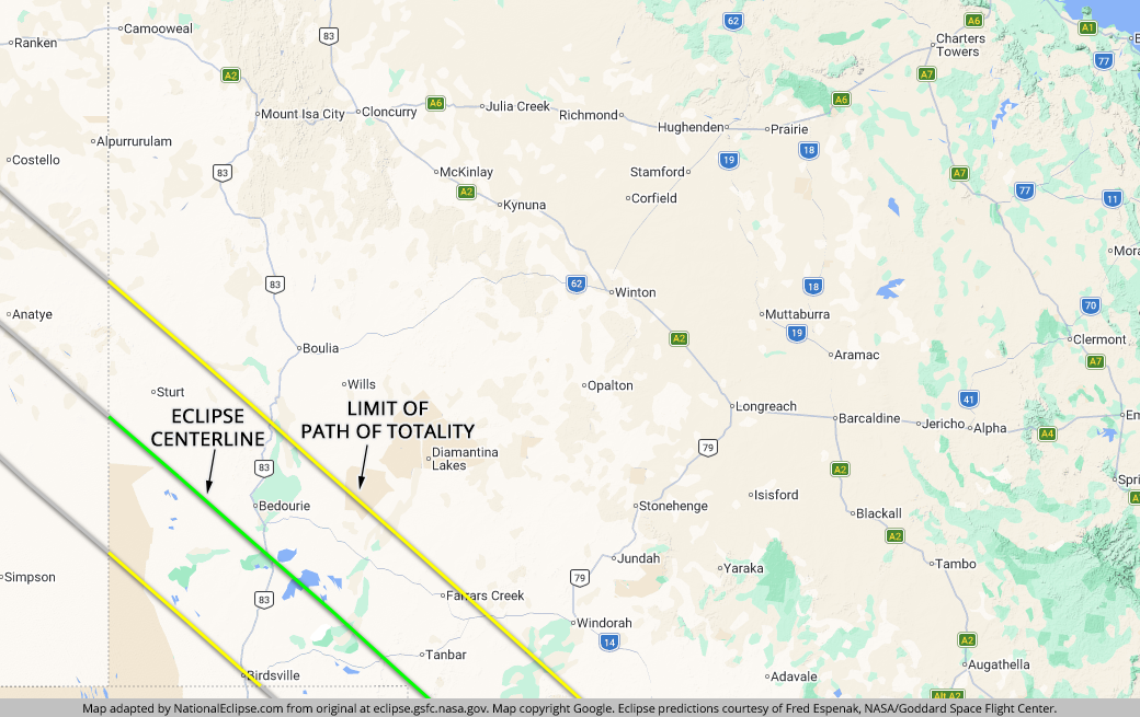 Total Solar Eclipse - July 22, 2028 - Queensland Map