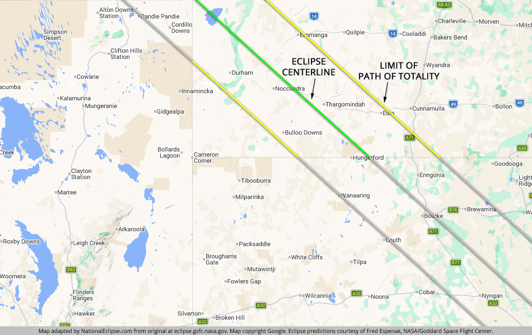 Total Solar Eclipse - July 22, 2028 - Queensland Map