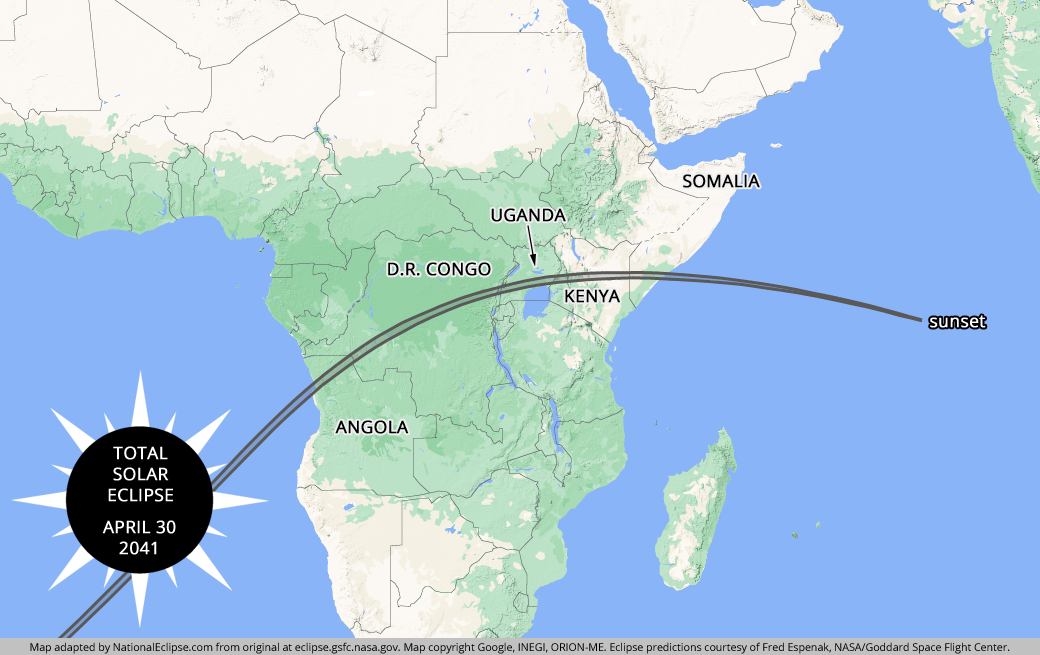 Total Solar Eclipse - April 30, 2041 - Africa Map