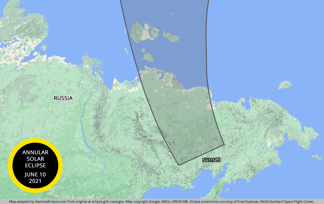 Annular Solar Eclipse - June 10, 2021 - Russia Map