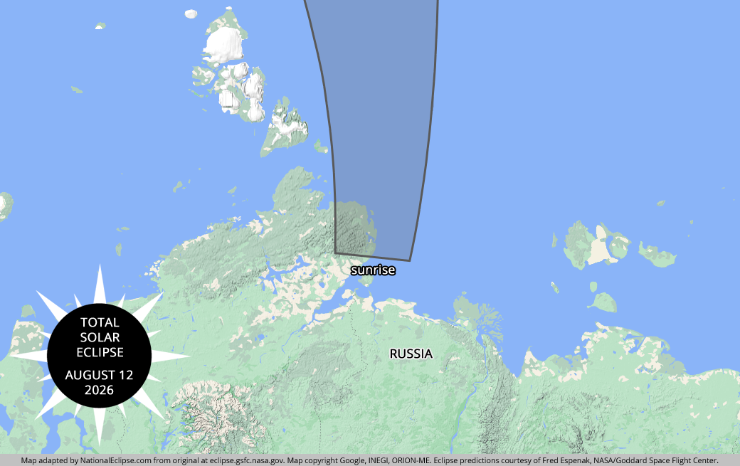 Total Solar Eclipse - August 12, 2026 - Russia Map