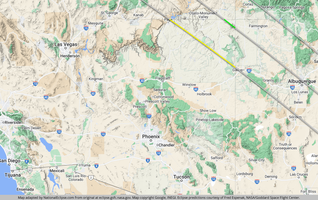 Annular Solar Eclipse - October 14, 2023 - Arizona Map