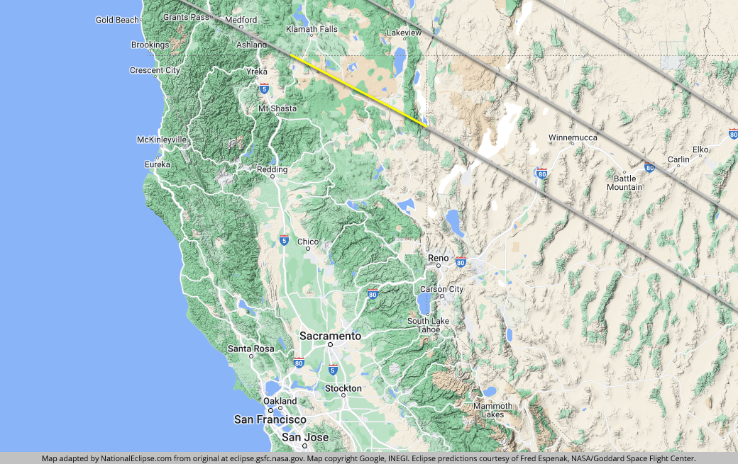 Annular Solar Eclipse - October 14, 2023 - California Map