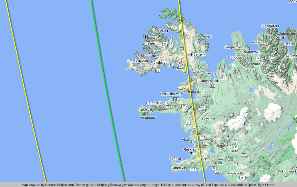 Total Solar Eclipse - August 12, 2026 - Iceland Map