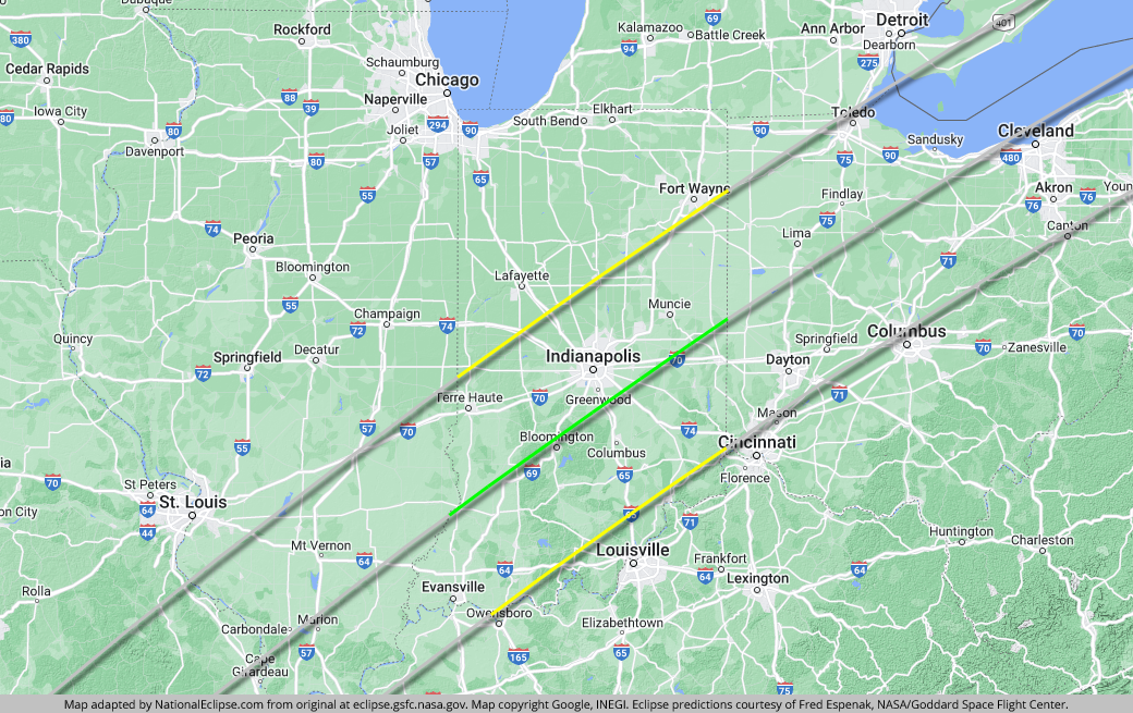 Total Solar Eclipse 2024 Path Map Indiana   Map Indiana 2024 