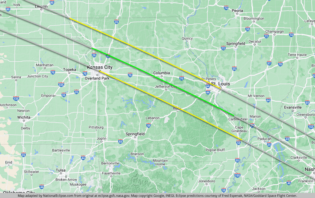Total Solar Eclipse - August 21, 2017 - Missouri Map