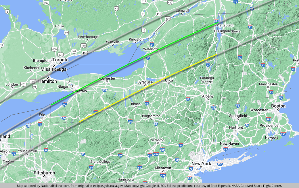 Eclipse 2024 Path Of Totality Map New York Wilie Julianna