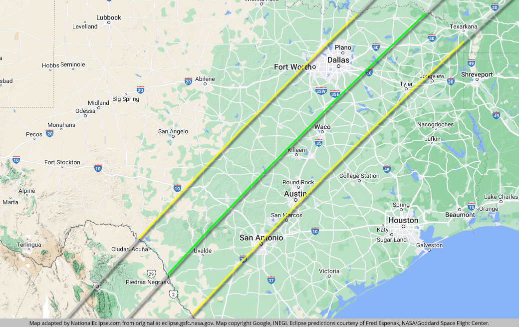 Total Solar Eclipse April 8 2024 Path Texas Usa Opal Tracee