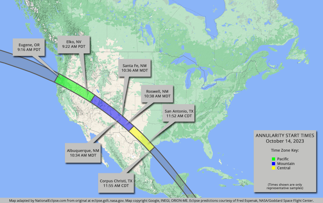 National Eclipse | Eclipse Maps | October 14, 2023 - Annular Solar Eclipse