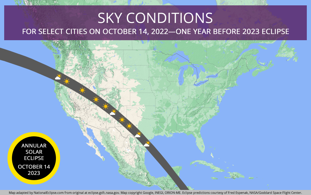 Annular Solar Eclipse - October 14, 2023 - Weather Map