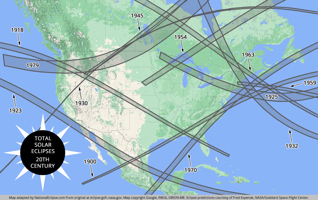 20th Century Total Solar Eclipses in the Contiguous U.S.