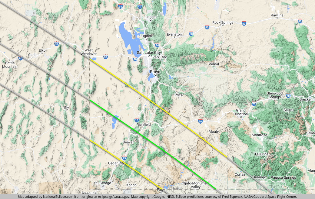 Annular Solar Eclipse - October 14, 2023 - Utah Map