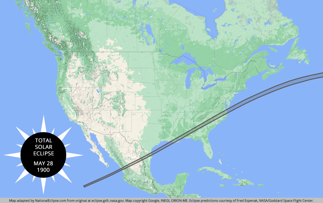 Total Solar Eclipse - May 28, 1900 - USA Map